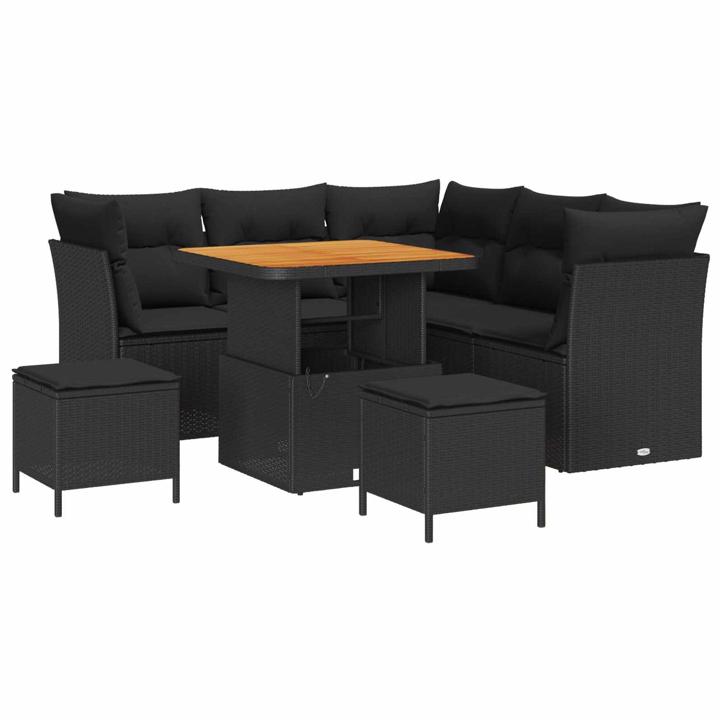 Set Divano da Giardino 8 pz Nero polyrattan | homemem39