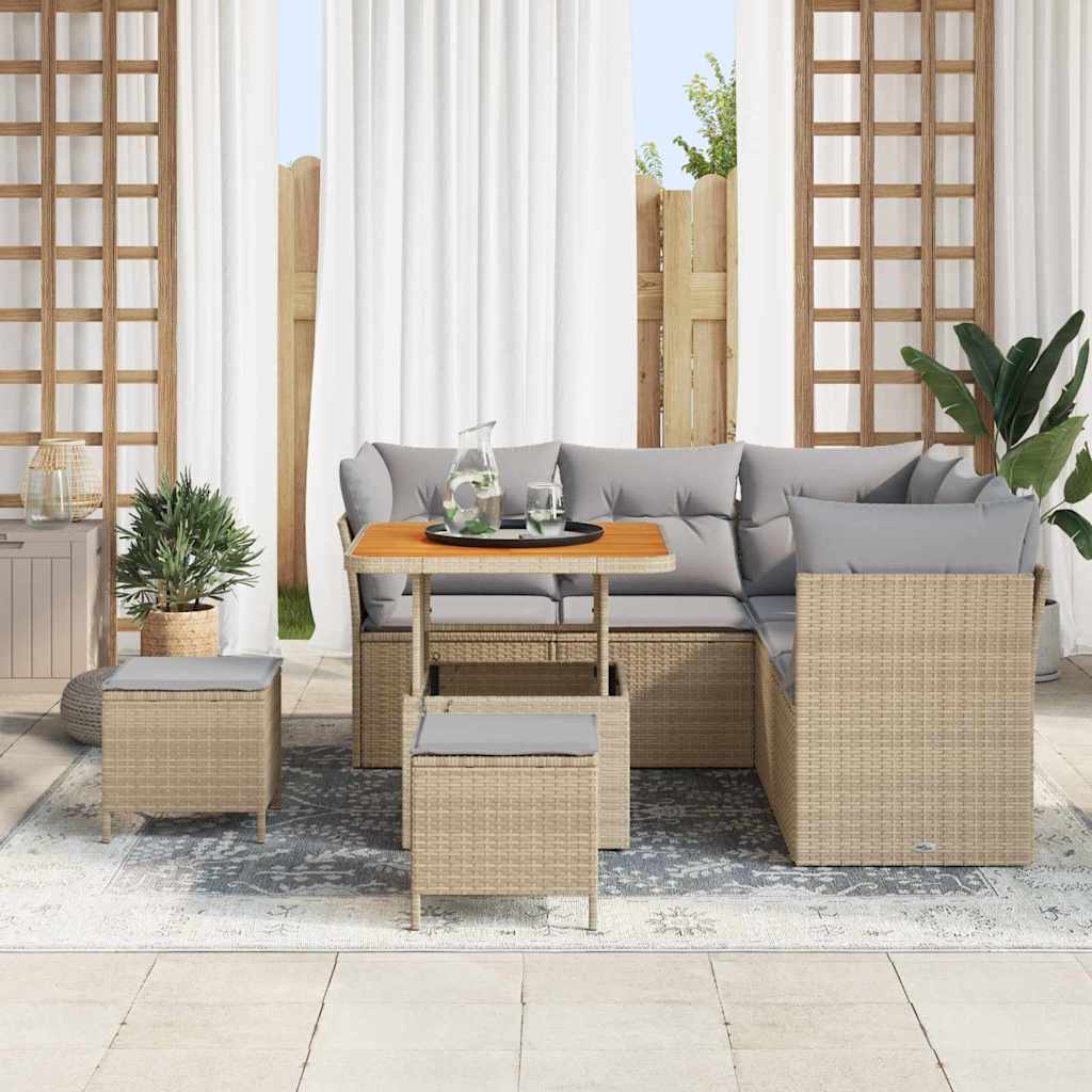 Set Divano da Giardino 8 pcs Beige polyrattan - homemem39