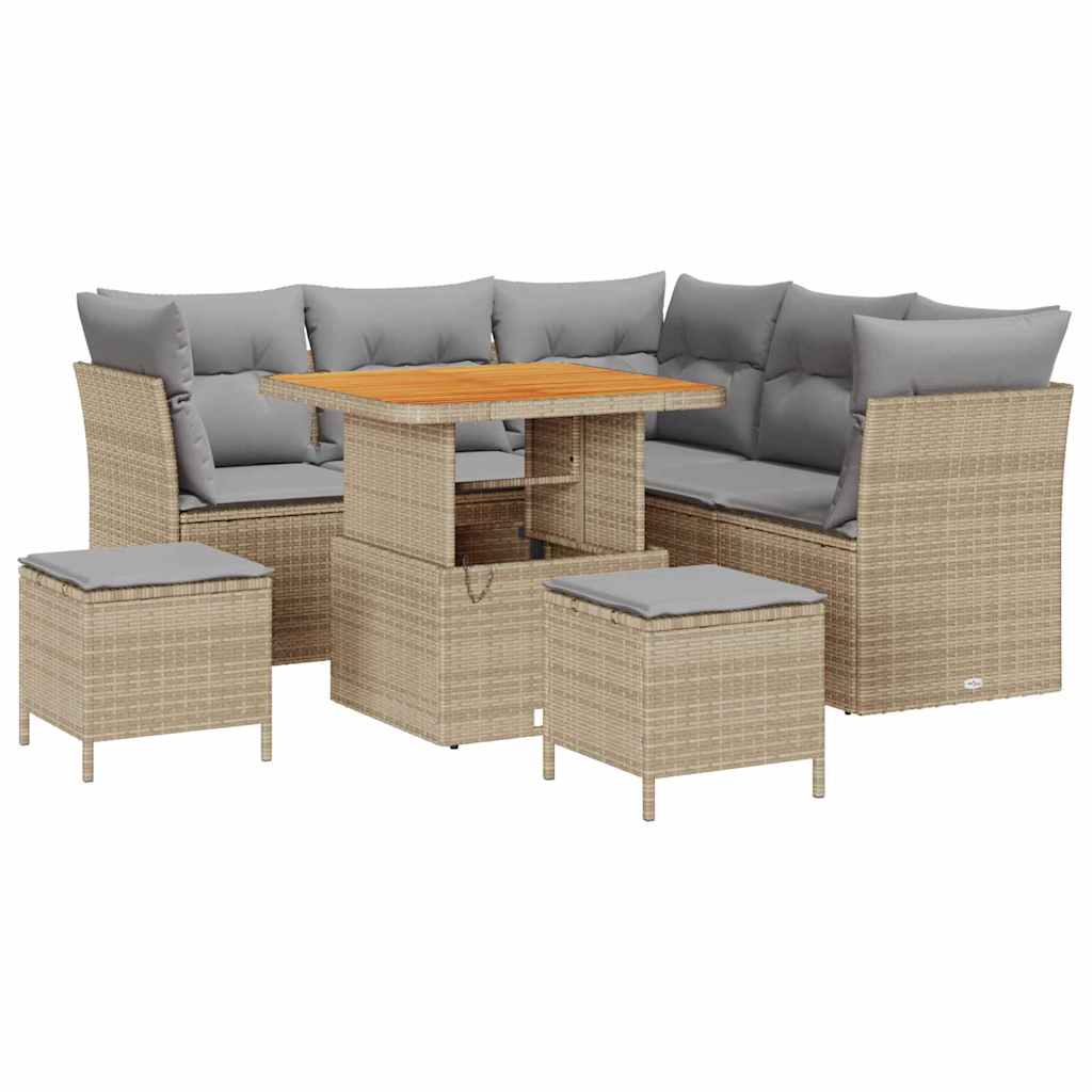 Set Divano da Giardino 8 pcs Beige polyrattan - homemem39