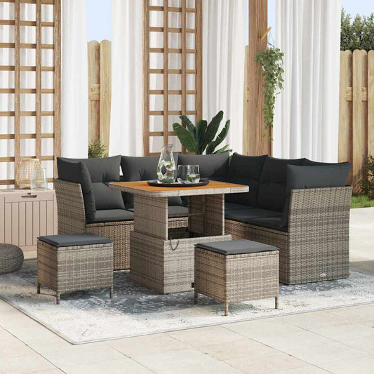 Set Divano da Giardino 8 pcs Grigio polyrattan
