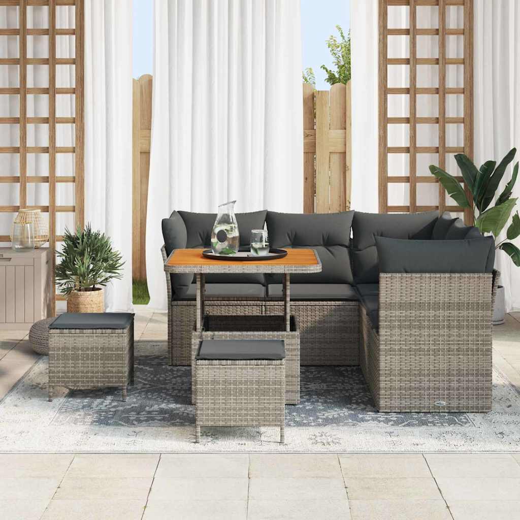 Set Divano da Giardino 8 pcs Grigio polyrattan