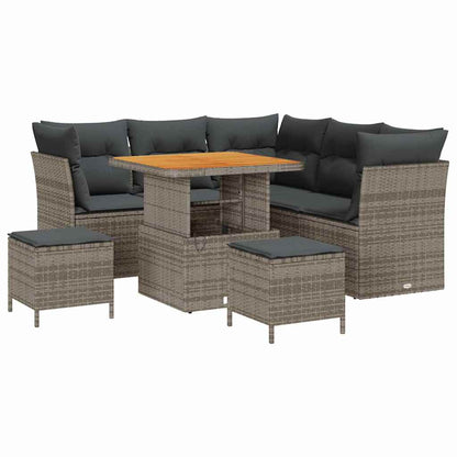 Set Divano da Giardino 8 pcs Grigio polyrattan