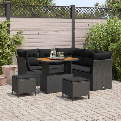 Set Divano da Giardino 8 pz Nero polyrattan | homemem39