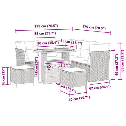 Set Divano da Giardino 8 pz Nero polyrattan | homemem39