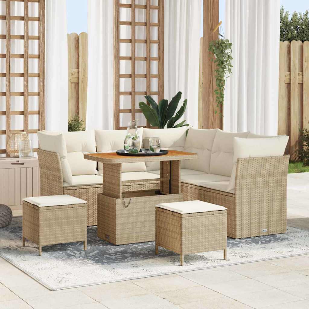 Set Divano da Giardino 8 pcs Beige polyrattan - homemem39