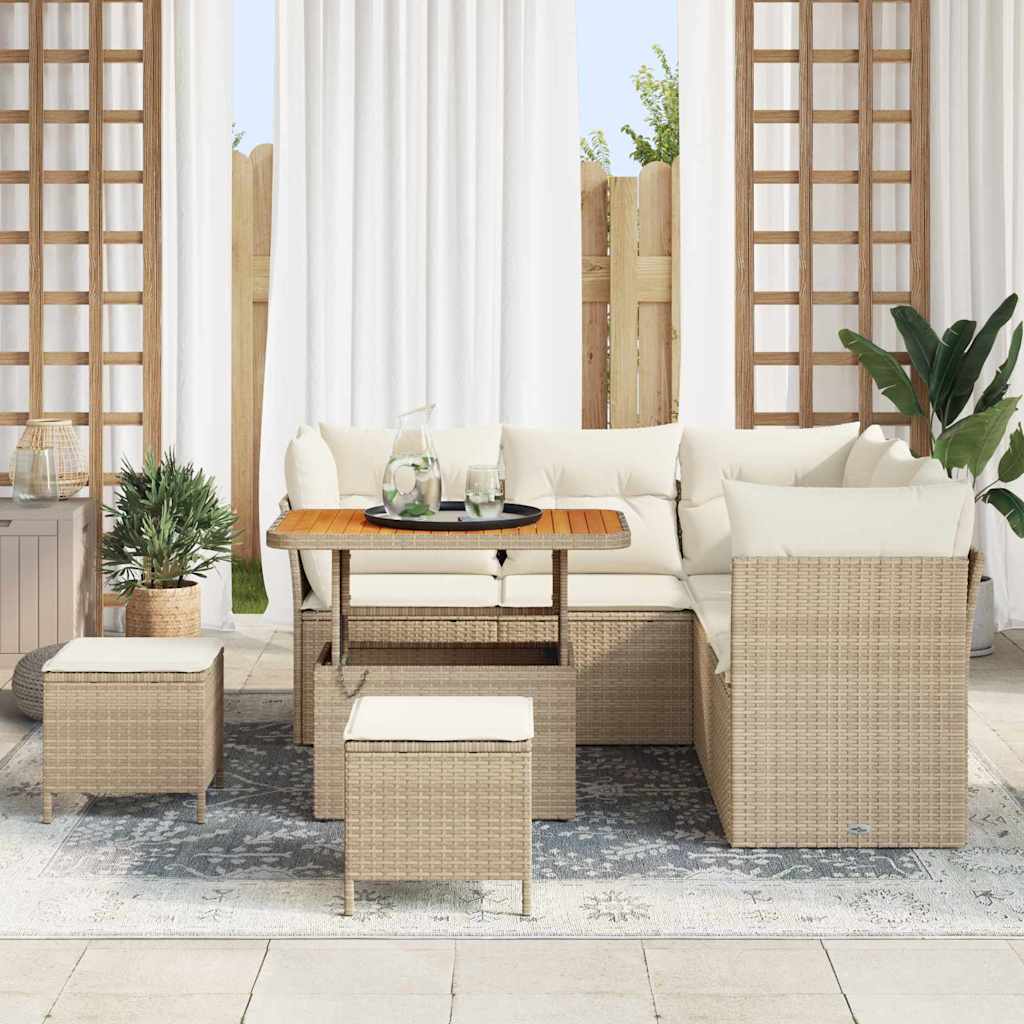 Set Divano da Giardino 8 pcs Beige polyrattan - homemem39