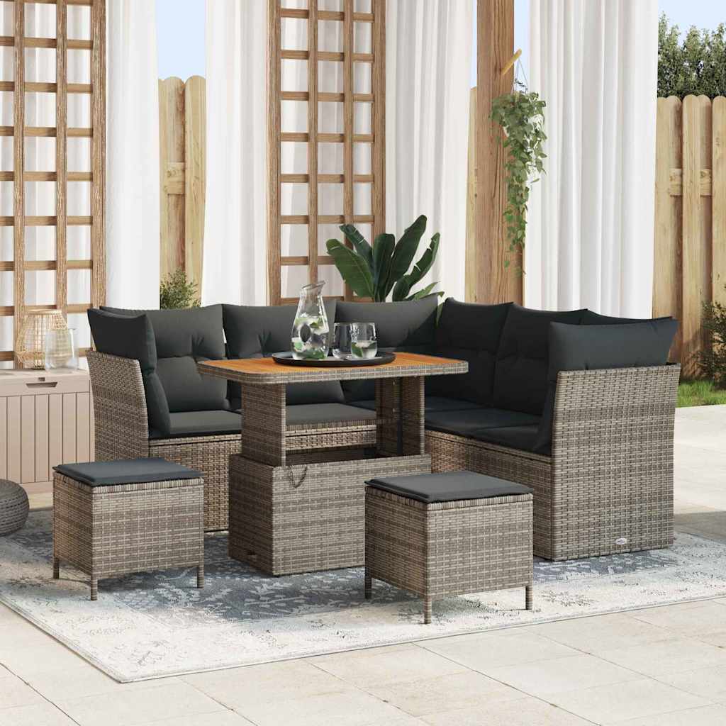 Set Divano da Giardino 8 pcs Grigio polyrattan - homemem39