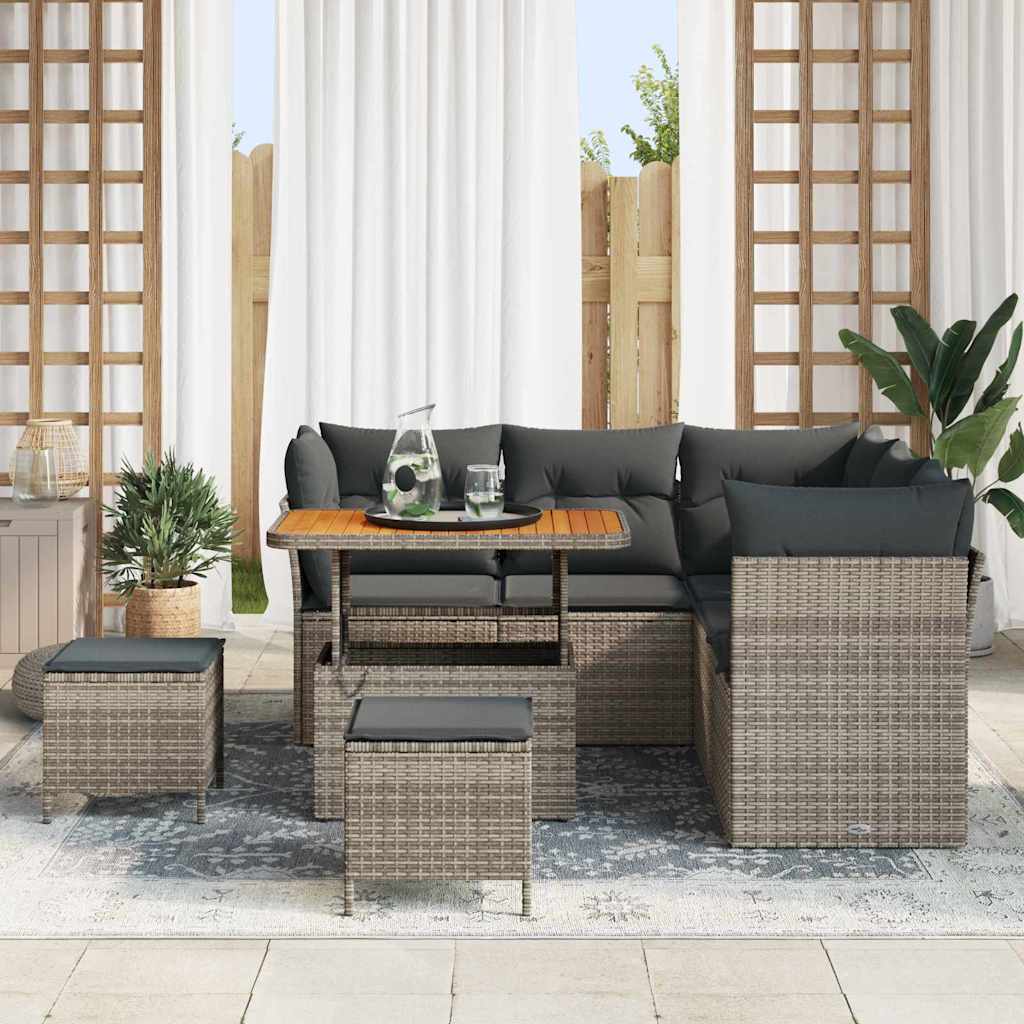 Set Divano da Giardino 8 pcs Grigio polyrattan - homemem39