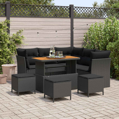 Set Divano da Giardino 9 pz Nero polyrattan | homemem39