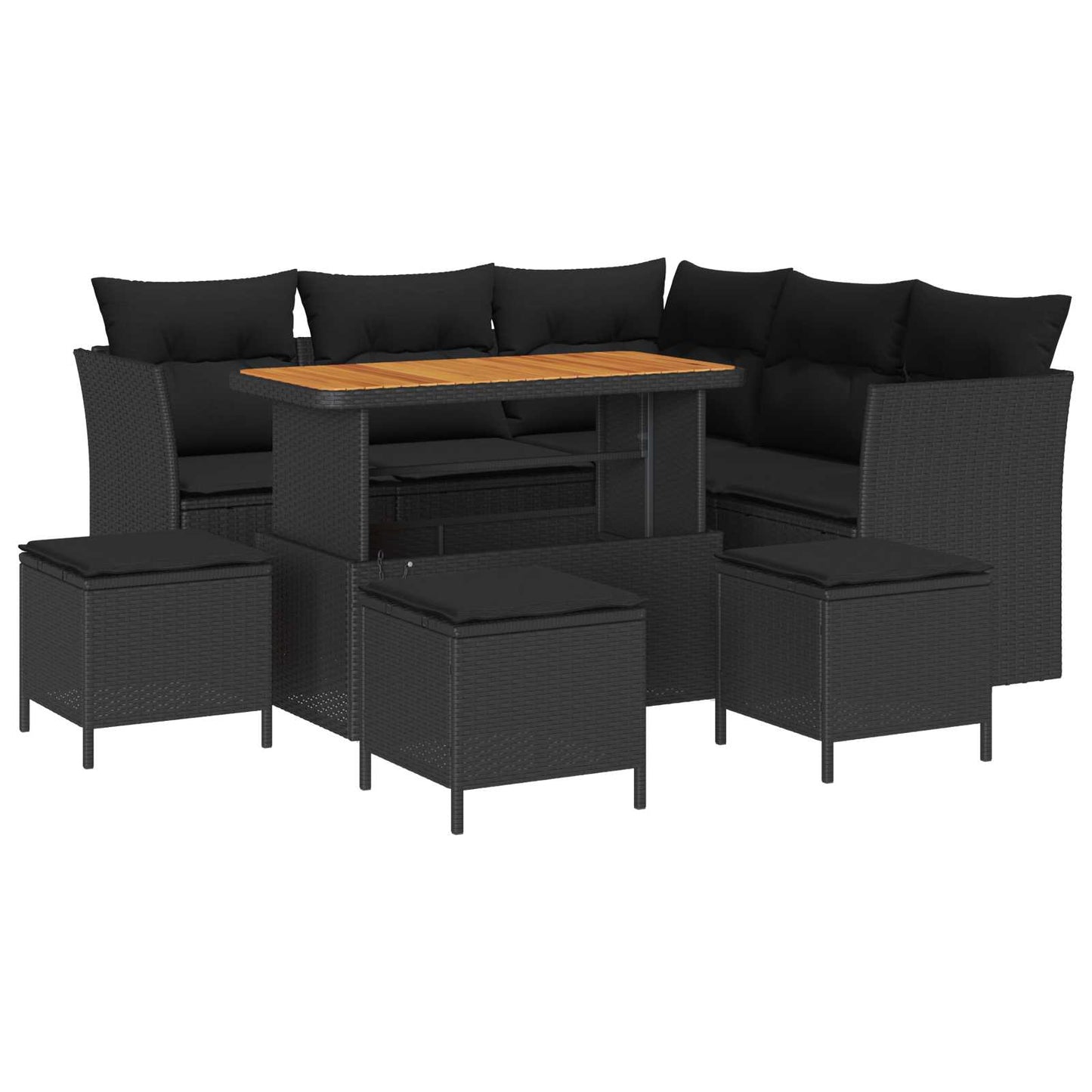 Set Divano da Giardino 9 pz Nero polyrattan | homemem39