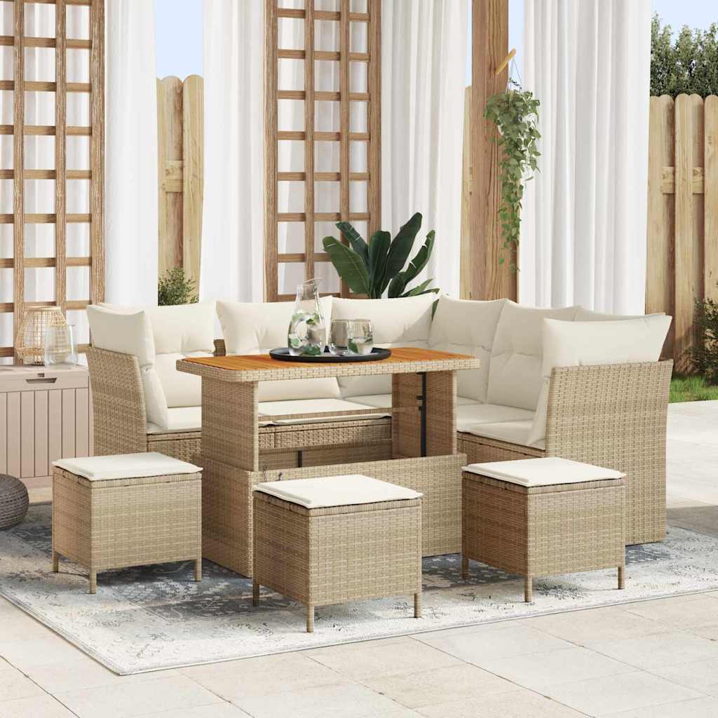 Set Divano da Giardino 9 pcs Beige polyrattan - homemem39