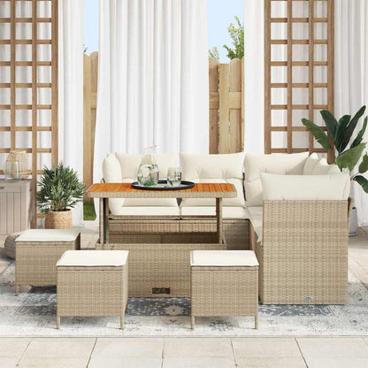 Set Divano da Giardino 9 pcs Beige polyrattan - homemem39