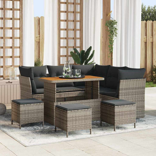 Set Divano da Giardino 9 pcs Grigio polyrattan - homemem39