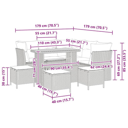 Set Divano da Giardino 9 pcs Grigio polyrattan - homemem39