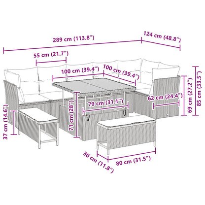 Set Divano da Giardino 9 pcs Nero polyrattan | homemem39