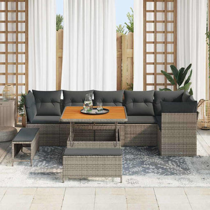 Set Divano da Giardino 9 pcs Grigio polyrattan