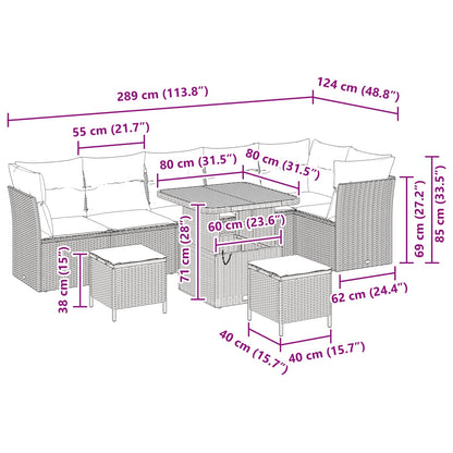 Set Divano da Giardino 9 pcs Nero polyrattan