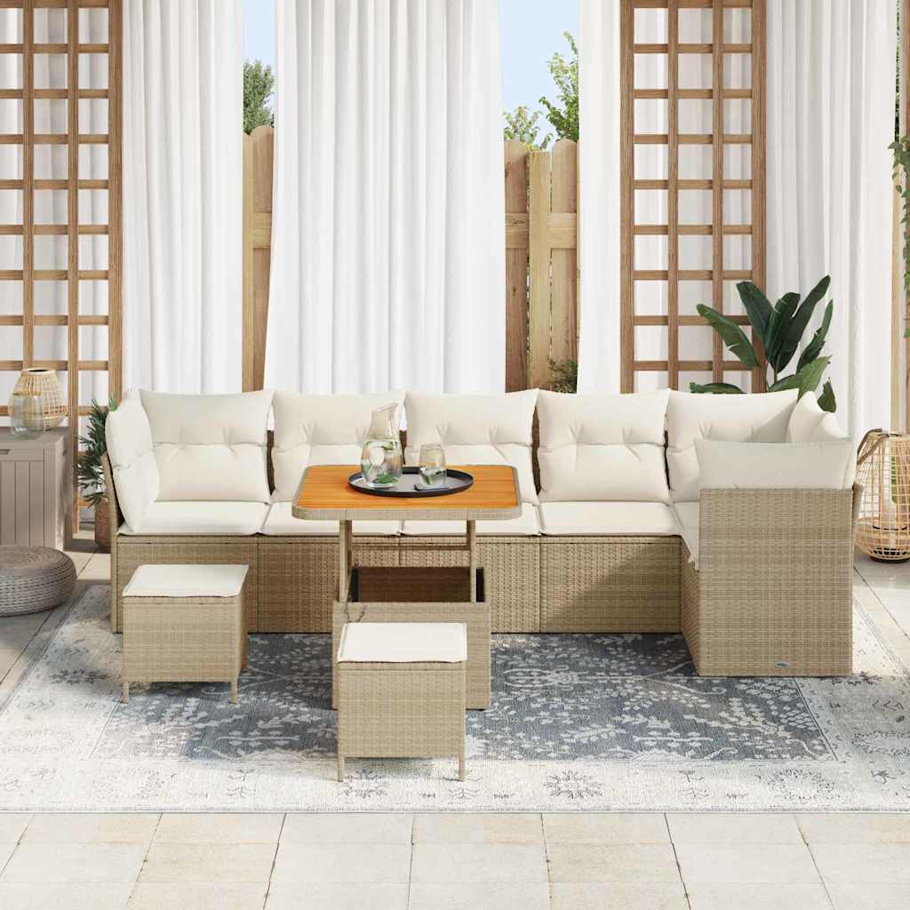 Set Divano da Giardino 9 pcs Beige polyrattan - homemem39