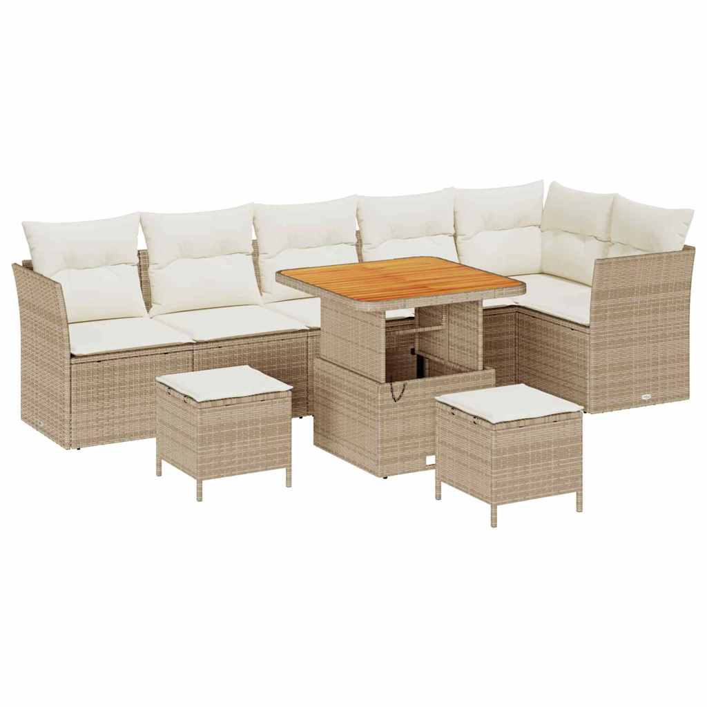 Set Divano da Giardino 9 pcs Beige polyrattan - homemem39
