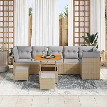 Set Divano da Giardino 9 pcs Beige polyrattan - homemem39