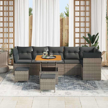Set Divano da Giardino 9 pcs Grigio polyrattan | homemem39