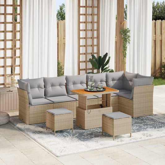 Set Divano da Giardino 8 pcs Beige polyrattan