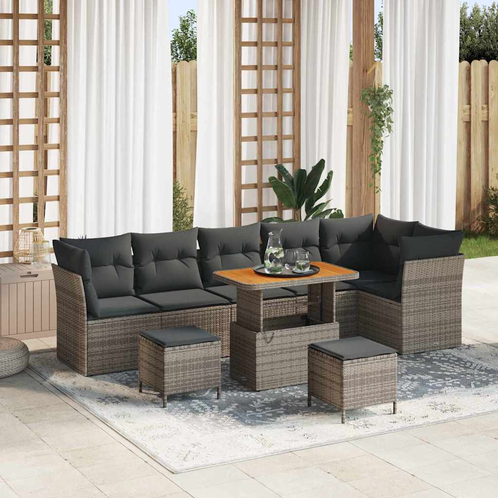Set Divano da Giardino 9 pcs Grigio polyrattan - homemem39
