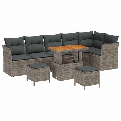 Set Divano da Giardino 9 pcs Grigio polyrattan