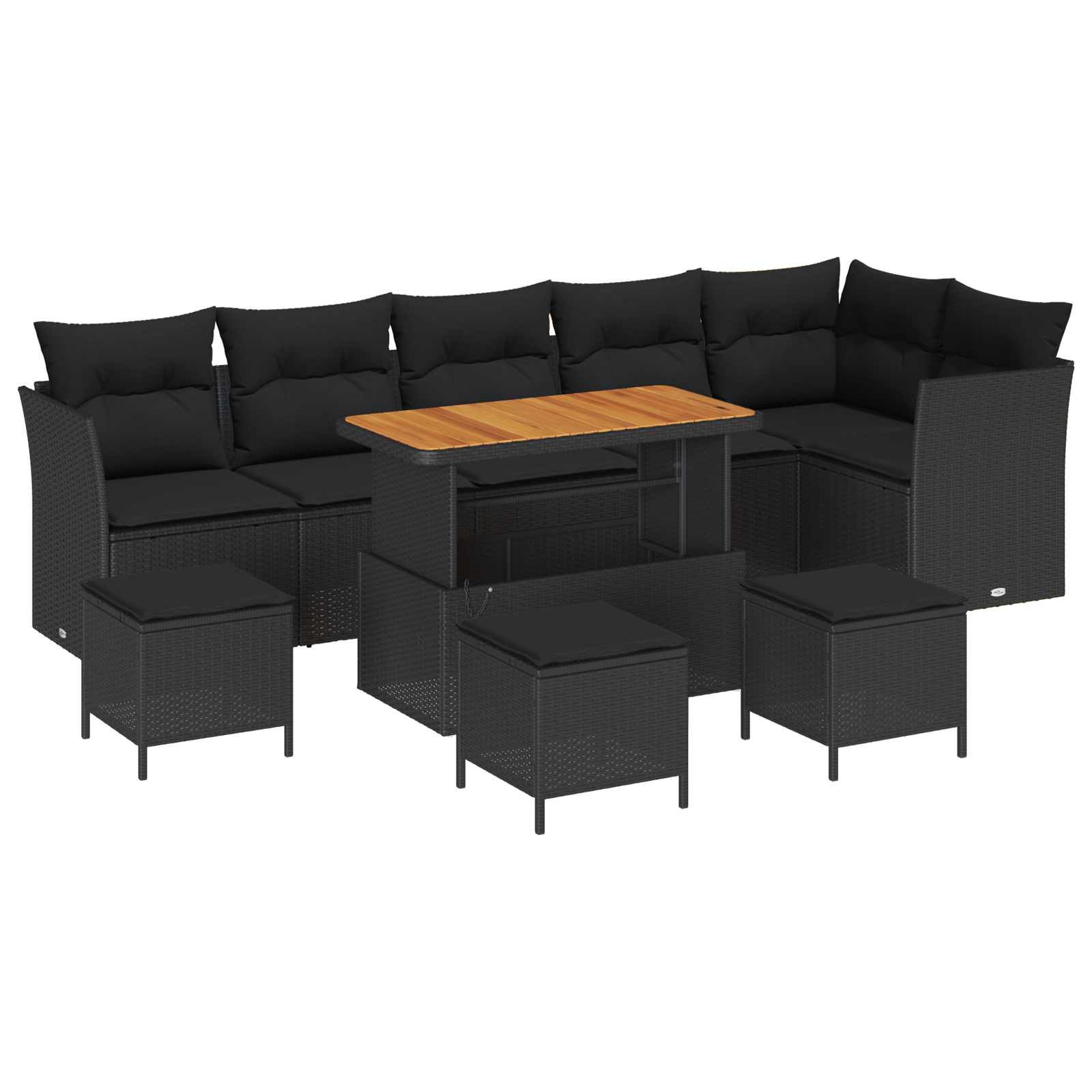 Set Divano da Giardino 10 pcs Nero polyrattan | homemem39