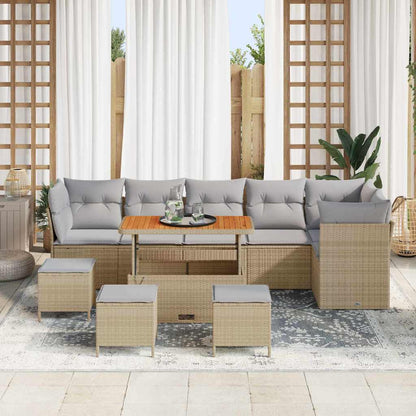 Set Divano da Giardino 10 pcs Beige polyrattan
