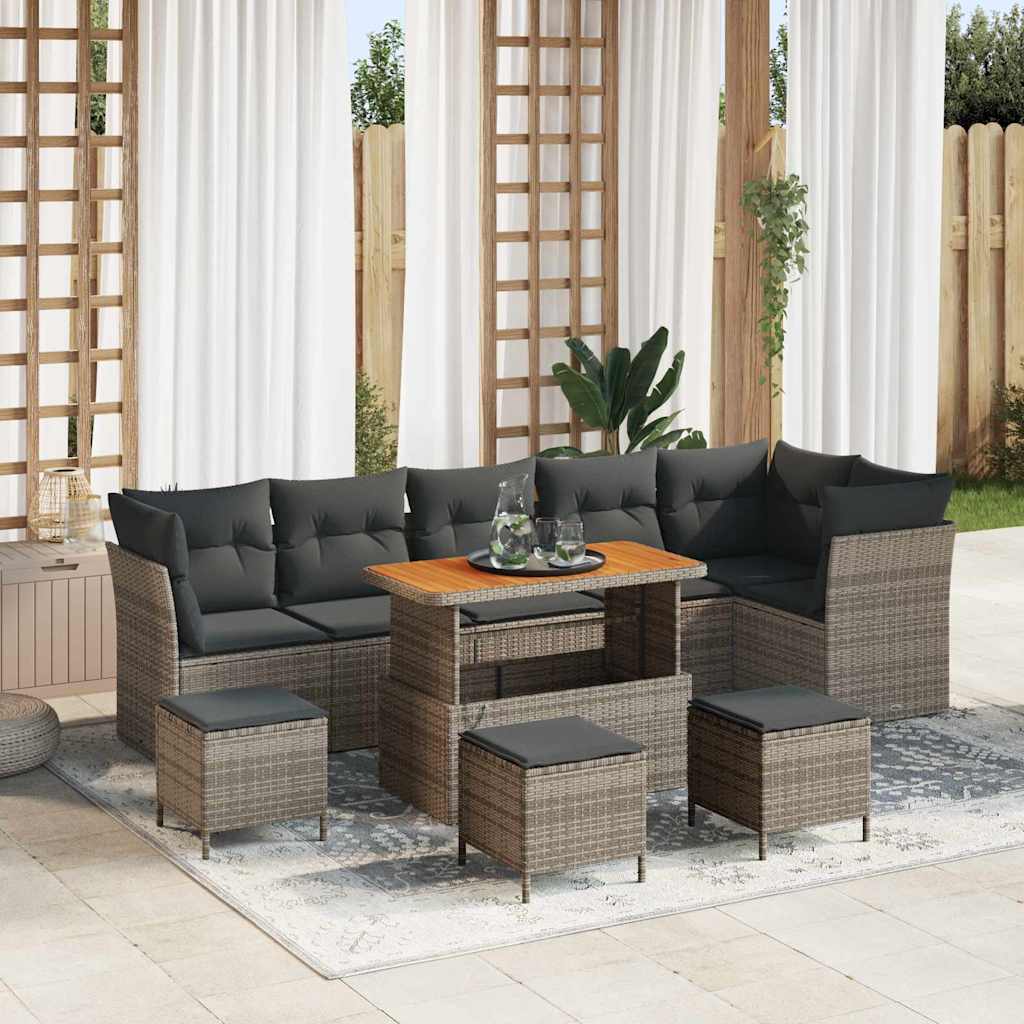 Set Divano da Giardino 10 pcs Grigio polyrattan