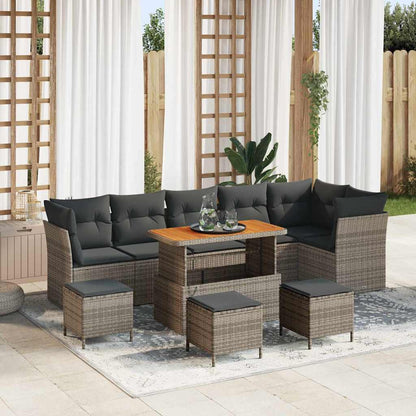 Set Divano da Giardino 10 pcs Grigio polyrattan