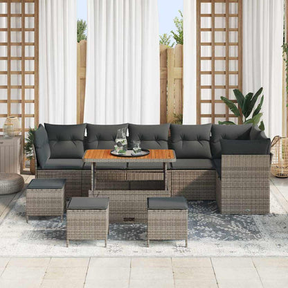 Set Divano da Giardino 10 pcs Grigio polyrattan