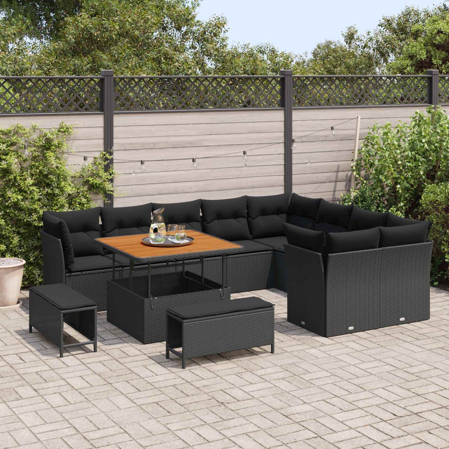 Set Divano da Giardino 12 pz Nero polyrattan | homemem39