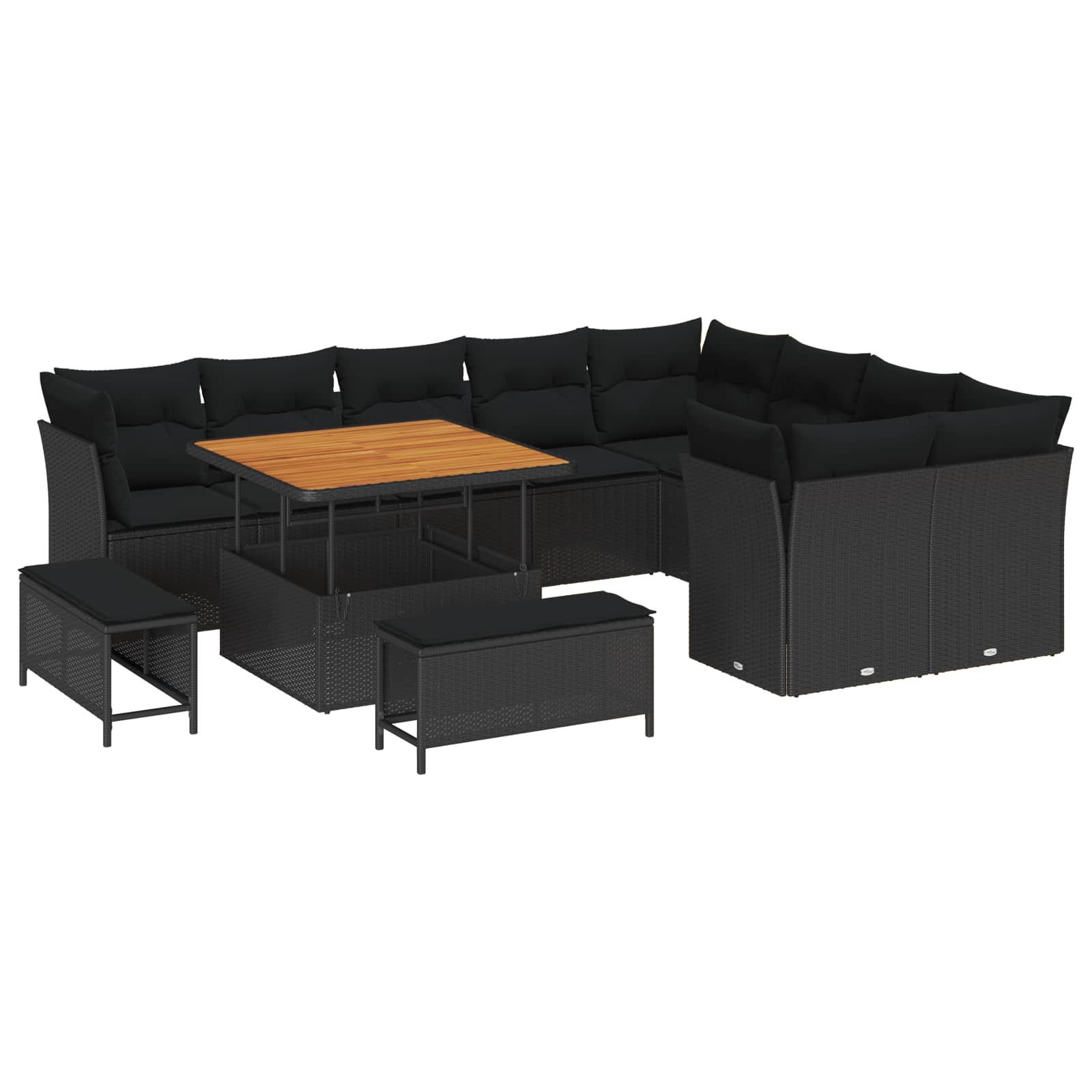 Set Divano da Giardino 12 pz Nero polyrattan | homemem39