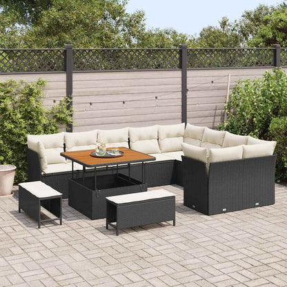 Set Divano da Giardino 12 pcs Nero polyrattan