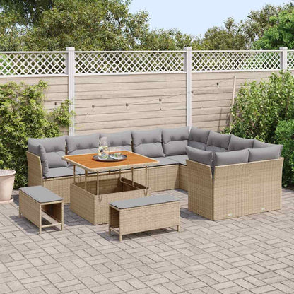 Set Divano da Giardino 12 pcs Beige polyrattan