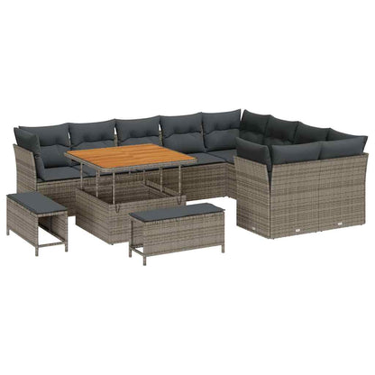 Set Divano da Giardino 12 pcs Grigio polyrattan