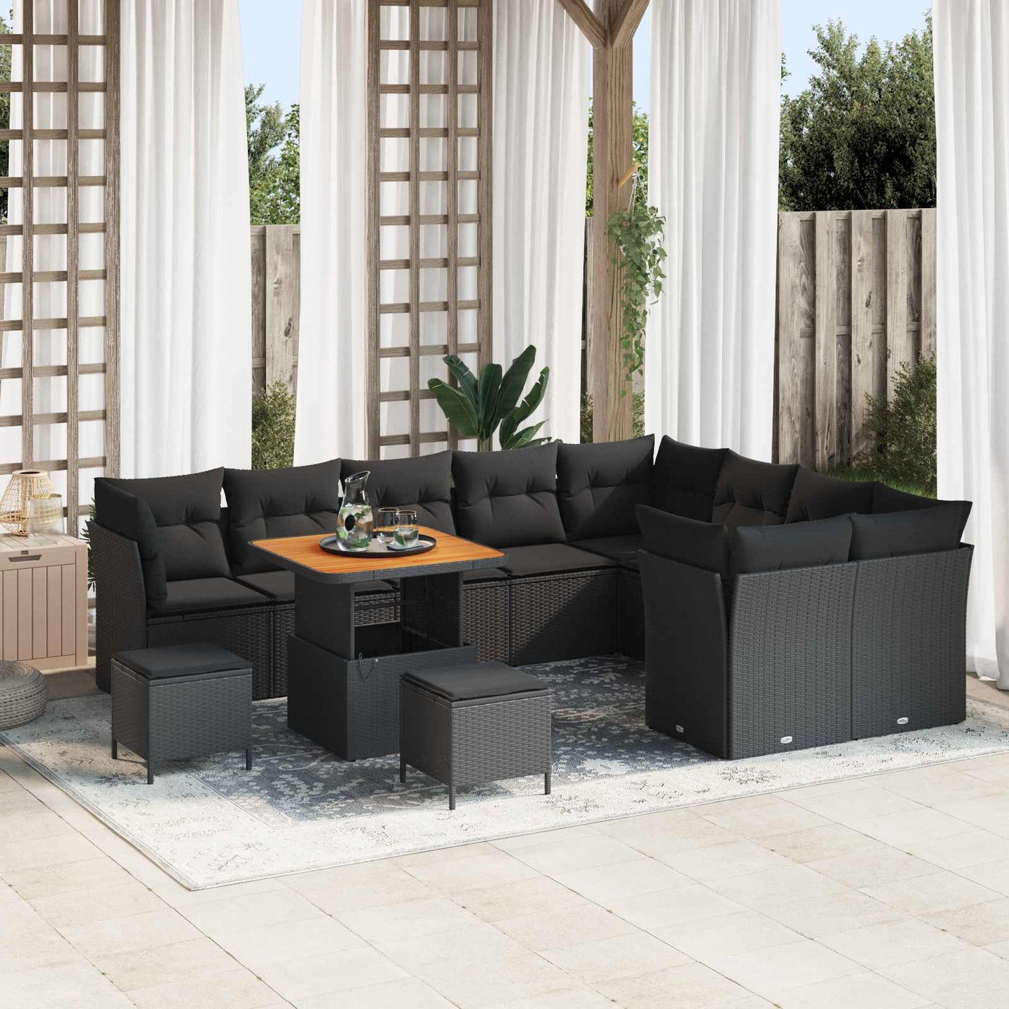 Set Divano da Giardino 12 pz Nero polyrattan | homemem39