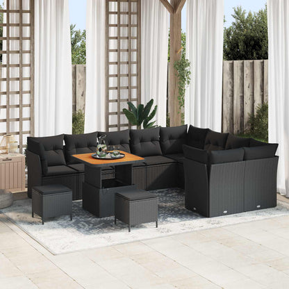 Set Divano da Giardino 12 pz Nero polyrattan | homemem39