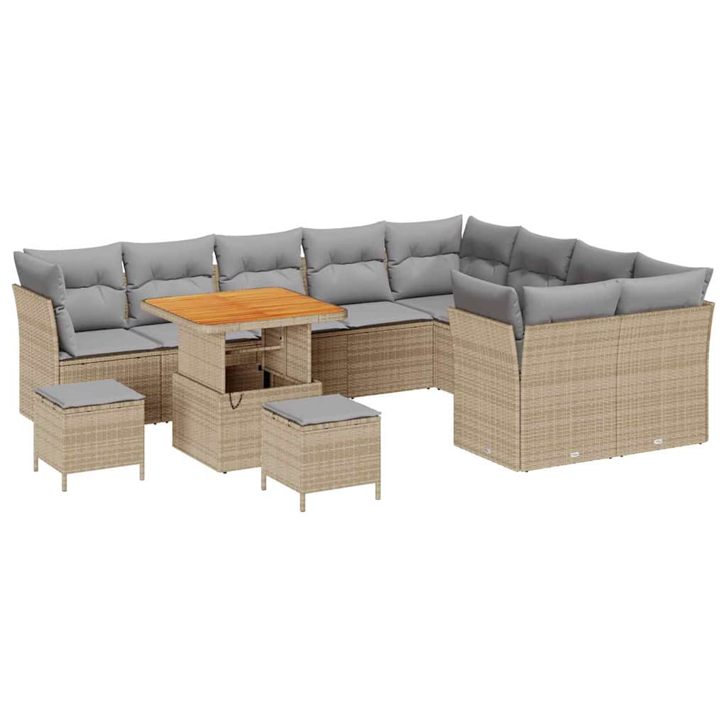 Set Divano da Giardino 12 pcs Beige polyrattan - homemem39