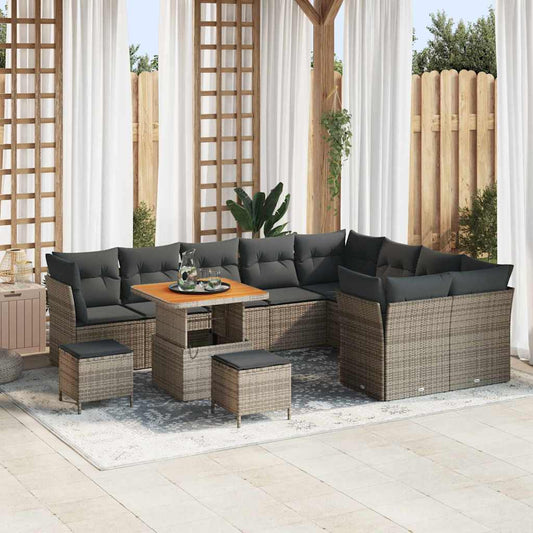 Set Divano da Giardino 12 pcs Grigio polyrattan