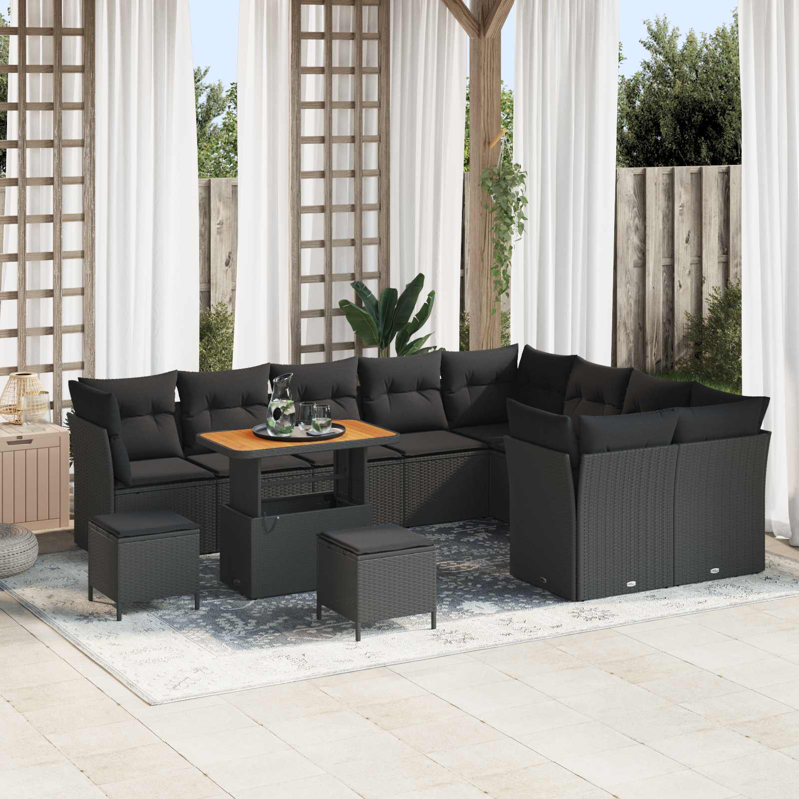 Set Divano da Giardino 12 pz Nero polyrattan | homemem39