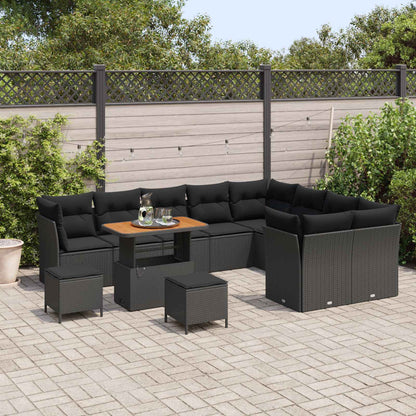 Set Divano da Giardino 12 pz Nero polyrattan | homemem39