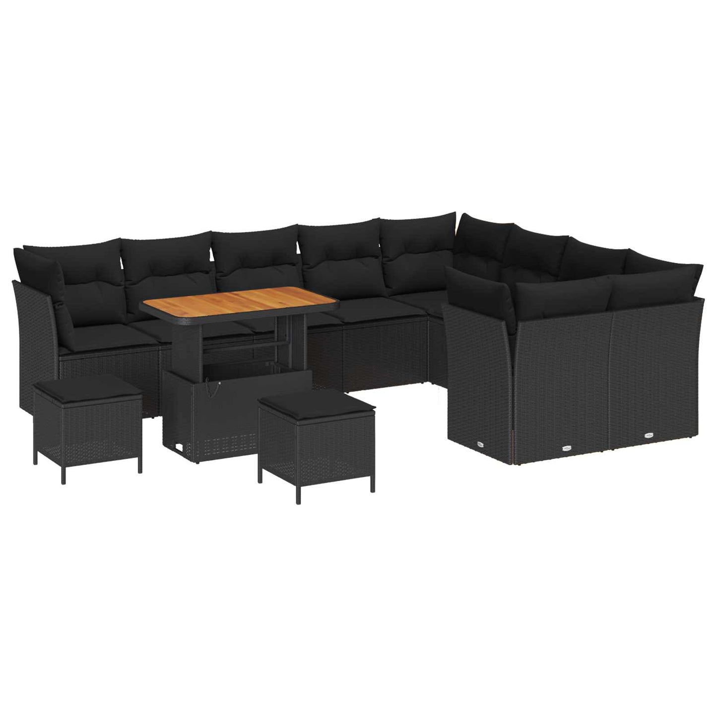Set Divano da Giardino 12 pz Nero polyrattan | homemem39