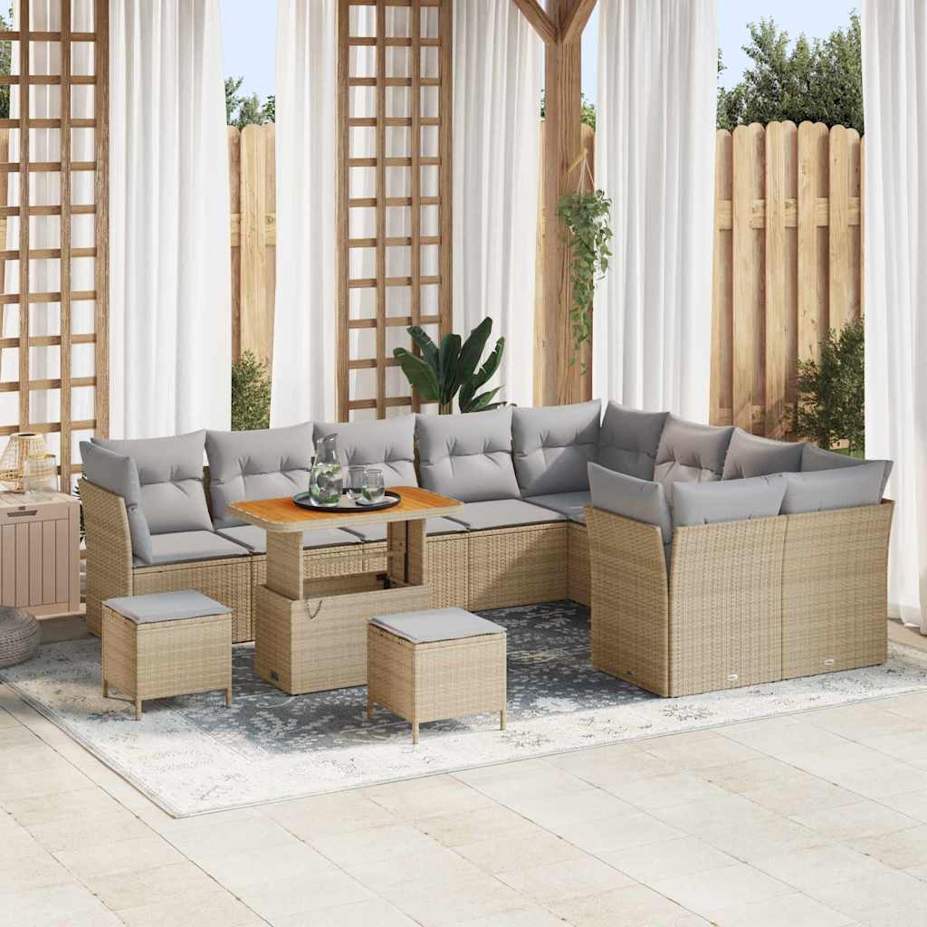 Set Divano da Giardino 12 pcs Beige polyrattan - homemem39