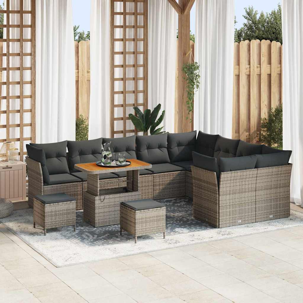Set Divano da Giardino 12 pcs Grigio polyrattan - homemem39