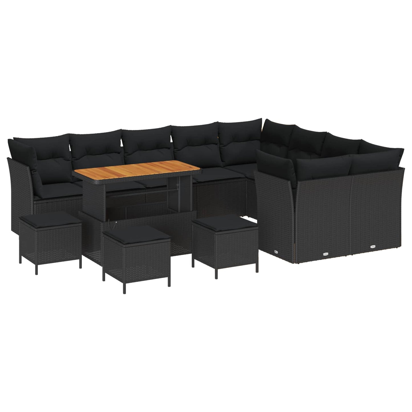 Set Divano da Giardino 13 pz Nero polyrattan | homemem39