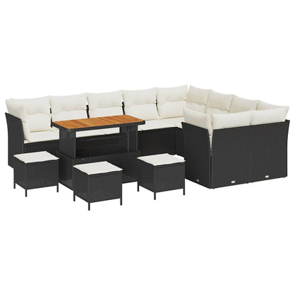 Set Divano da Giardino 13 pcs Nero polyrattan