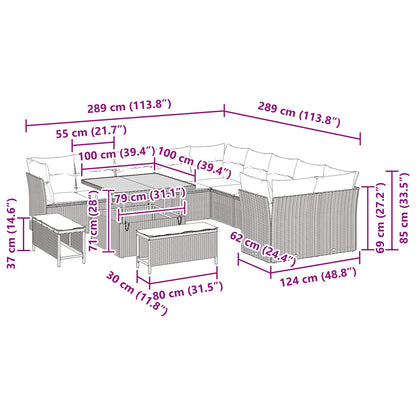 Set Divano da Giardino 13 pcs Nero polyrattan | homemem39